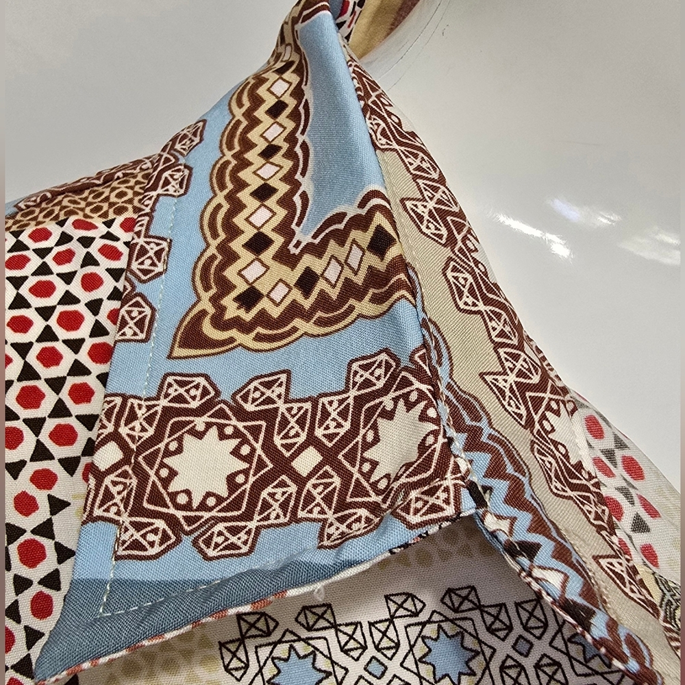 Mixed Print Patchwork Button-Down Mini Shirt Dres… - image 6